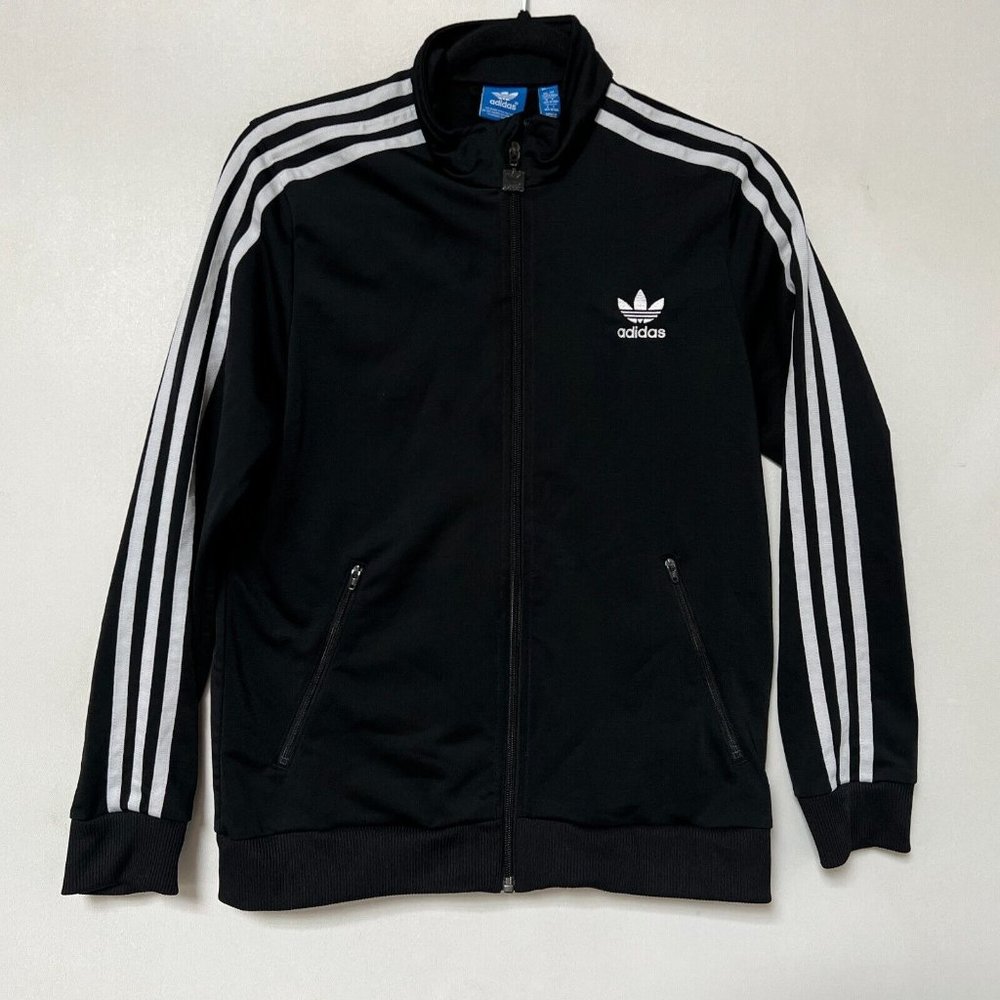 Adidas Youth Large Track Jacket Firebird Black Unisex Three Stripe Zipped